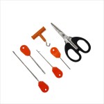 Set de 6 piese pentru pescuit, Regal Fish, crosete, burghiu, foarfeca, knot puller, culoare portocaliu